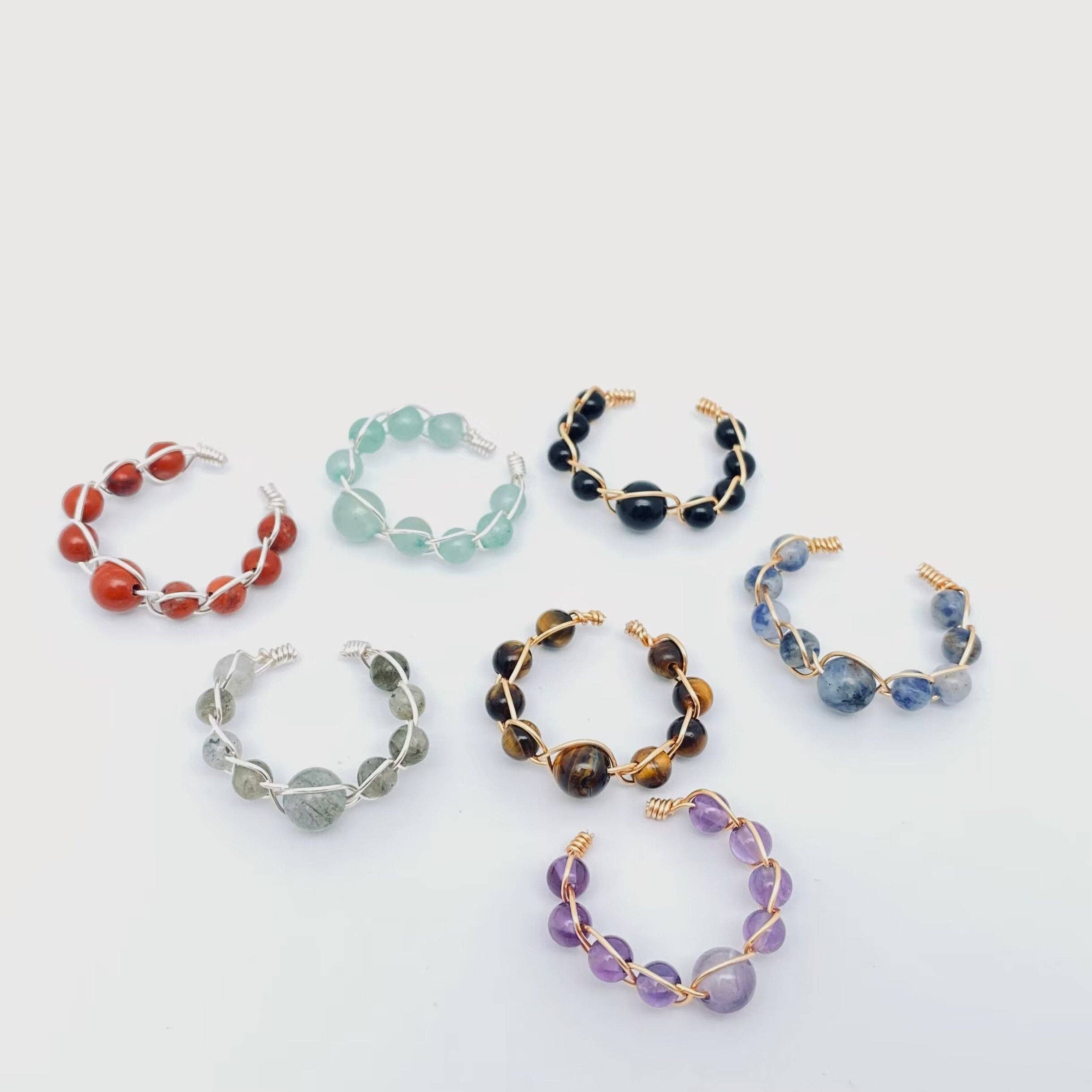 Mio Queena - Wholesale Cocktail/Statement Ring - Copper Wire Hand-woven Natural Stone Adjustable Ring21