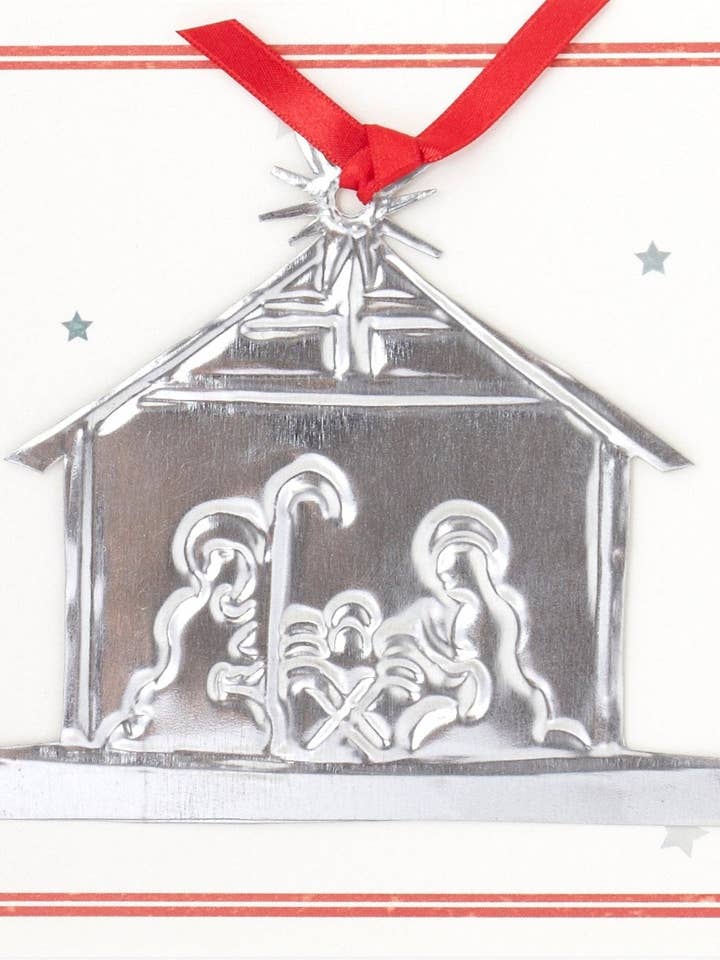 Nativity Keepsake Ornament on Greeting Card for wholesale by Alessaro Designs