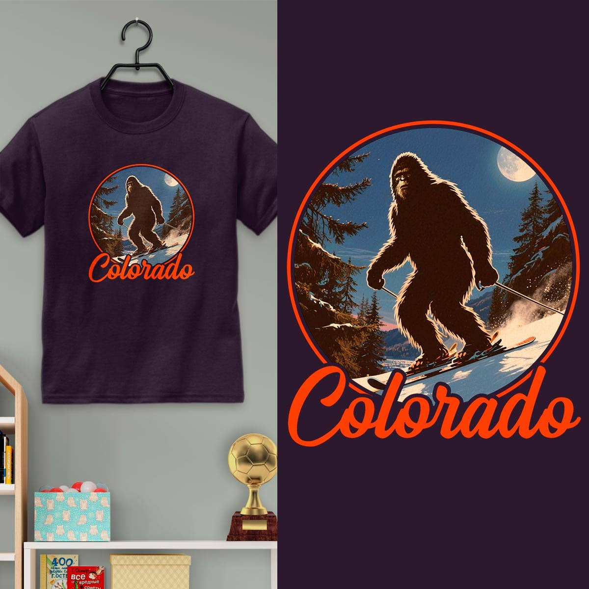 RetroPlanet - Wholesale Screen Printed T-Shirt - Kids - Colorado Bigfoot Ski Youth T-Shirt Unisex XS-XL 100% Cotton1