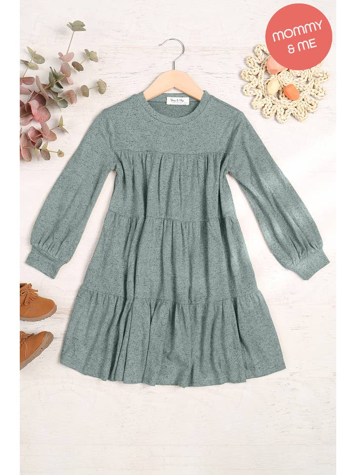 You & Me - Wholesale Dress - Kids - YMD10064TKV-KIDS PUFF LONG SLEEVE TIERED HACCI BRUSHED DRESS12