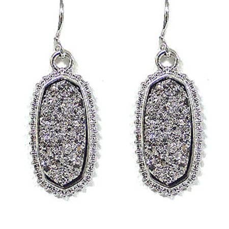 MiMi Wholesale - Vente Boucles d'oreilles pendantes - VE1442 Boucles d'oreilles pendantes ovales hexagonales en pierre druze18