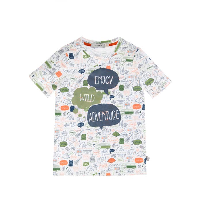 T-shirt ENJOY en coton biologique avec imprimé sur le devant pour la vente par Marraine Kids