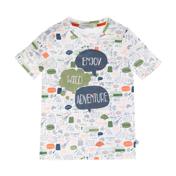 T-shirt ENJOY em algodão orgânico com estampado na frente por atacado de Marraine Kids