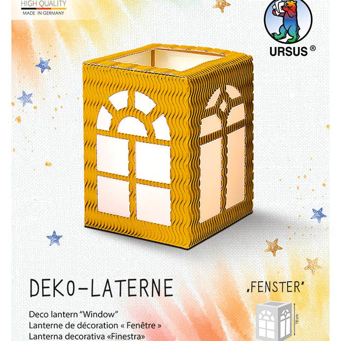 Decorative Lantern "Window", sun yellow for wholesale by URSUS® / Buntpapierfabrik Ludwig Bähr GmbH & Co. KG