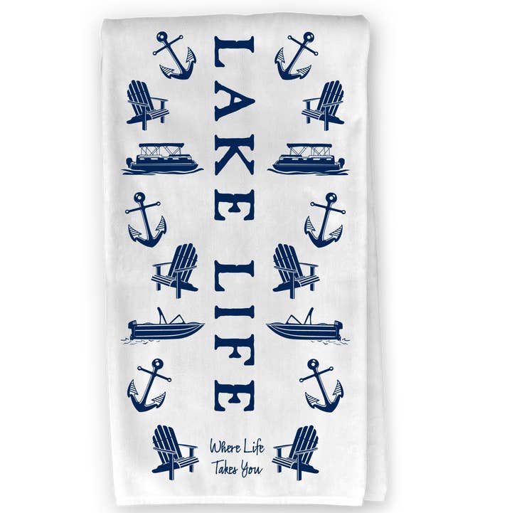 The Buffalo Works - Wholesale Tea Towel - Lake Life Adventure Kitchen Towel - Where Life Takes You0