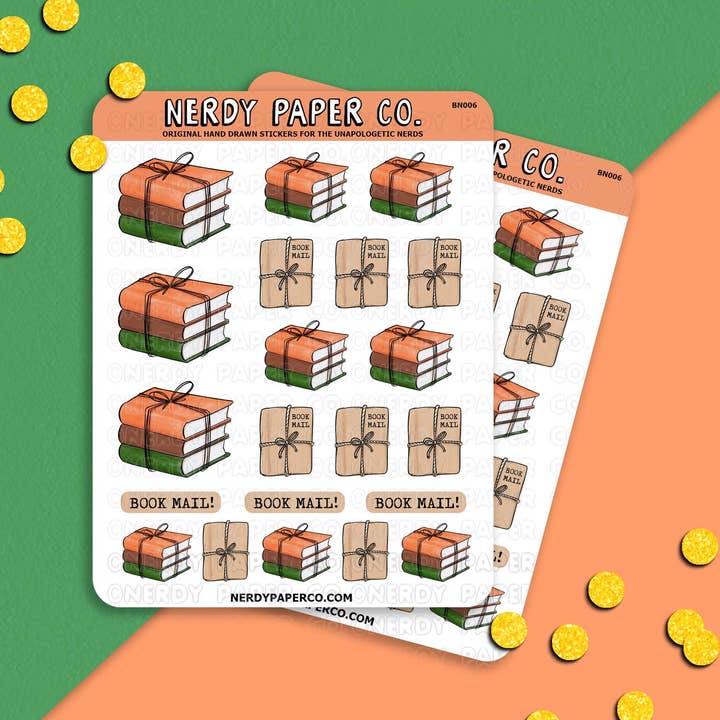 Book Mail - Hand Drawn Planner Stickers - BN006 for wholesale by NERDY PAPER CO.