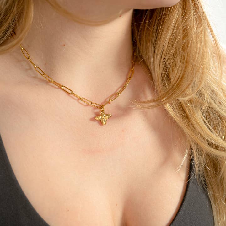 WJW - Wholesale Jewelry Set - 18K Gold PVD Mommy & Me Bee Matching Charm Necklace Set9