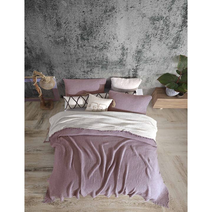 destinyhometex - Vente Plaids - Plaid en gaze à 4 couches de couleur violette