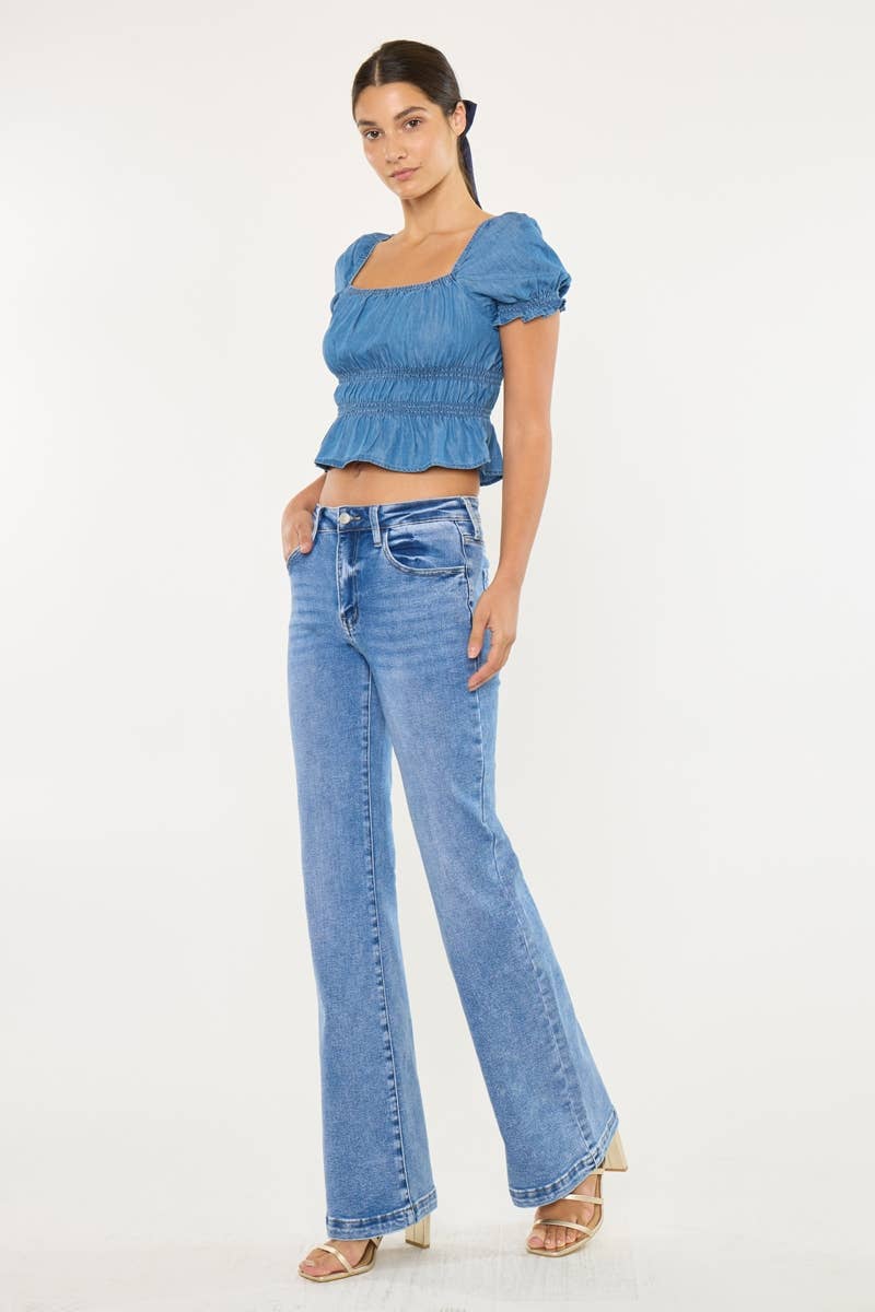 MEDIUM OPEN PACK HIGH RISE WIDE LEG FLARE JEANS-KC20024M for wholesale on Faire3