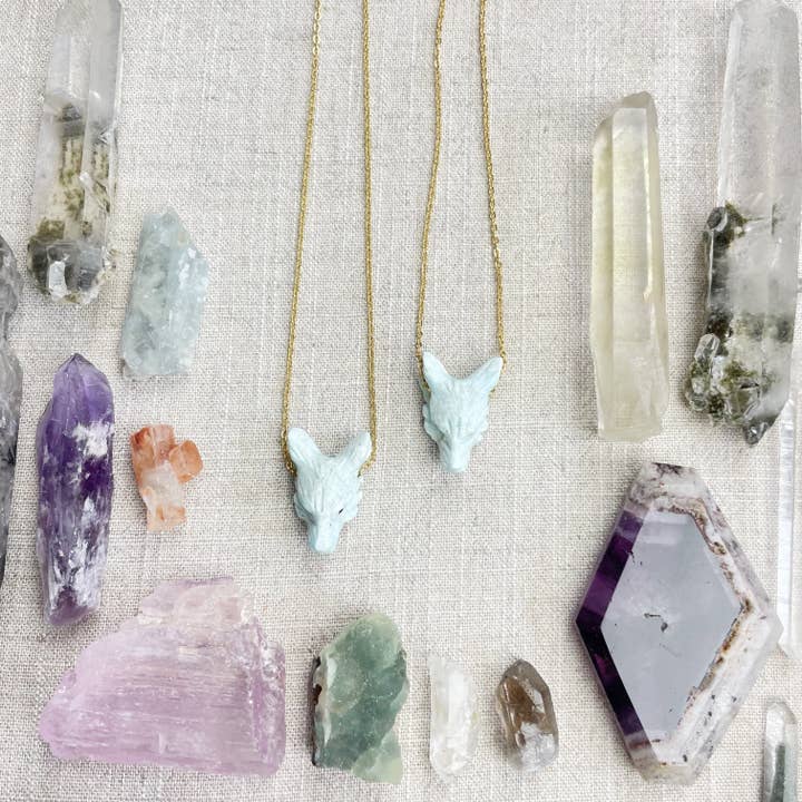 Ewelina Pas Jewelry - Wholesale Pendant/charm necklace - Mini Larimar Carved Wolf Necklace9