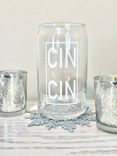 Lattina in vetro Cin Cin - 16 oz per la vendita all'ingrosso da parte di CR Brilliant Designs