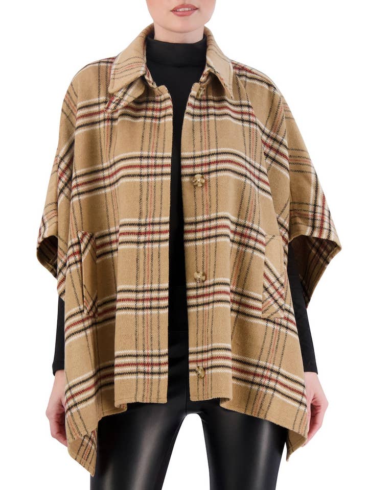 Ookie & Lala / O&L - Wholesale Cape - Women's - Vegan Cashmere Plaid Cape5
