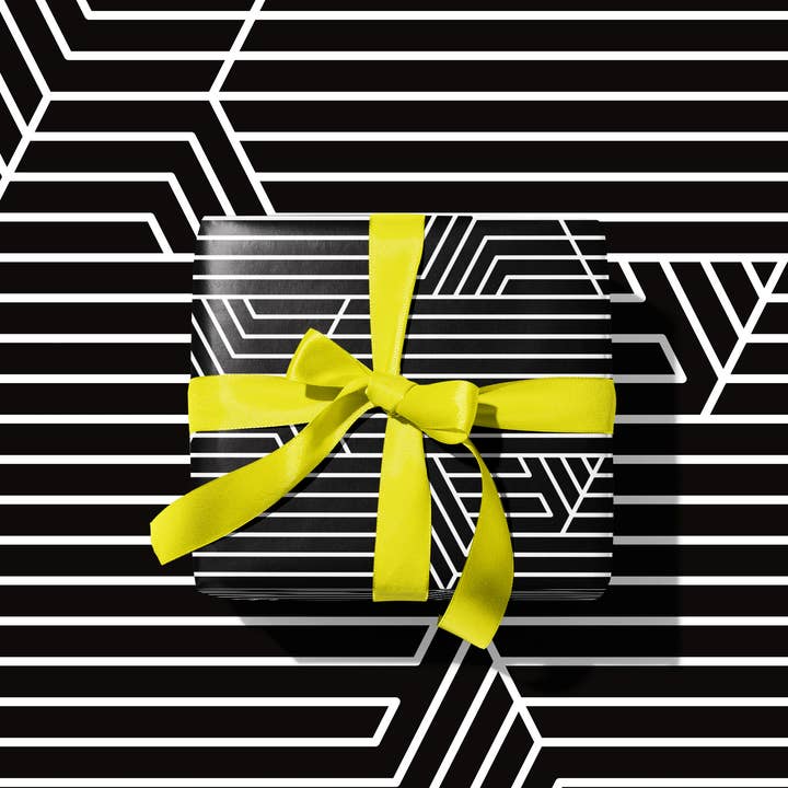 Storigraphic® - Wholesale Flat Wrap - Op Art 2, Op Art Series, B&W Wrapping Paper and Tag