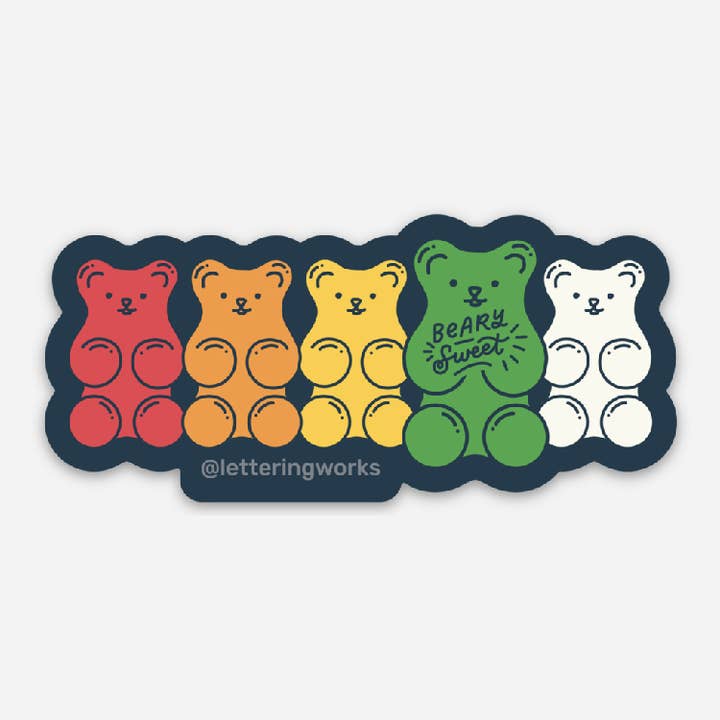 Beary Sweet Gummy Bear Vinyl Sticker for wholesale by Lettering Works