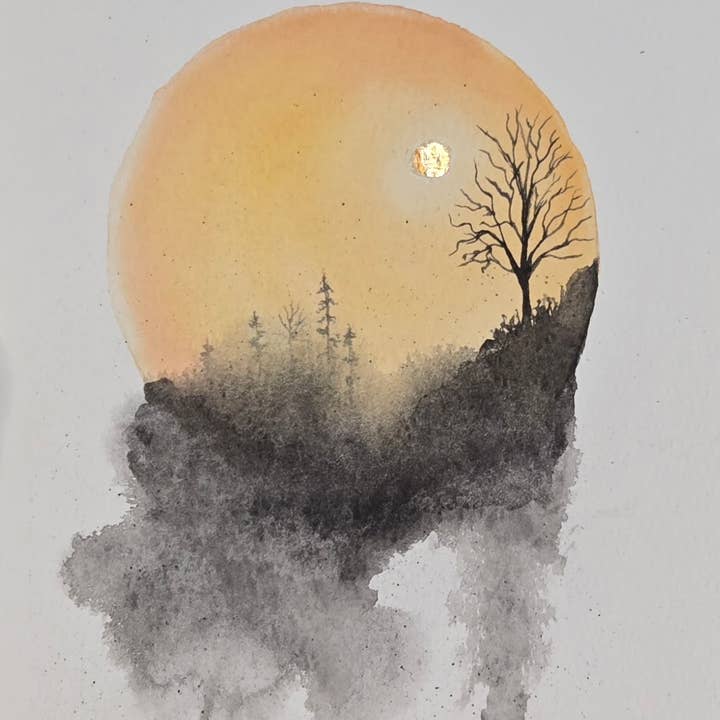 Arte Impressa em Aquarela "Nascer do Sol ao Amanhecer" por atacado de SanBCreative