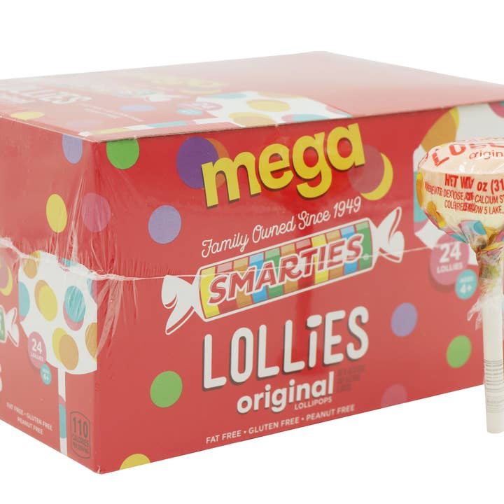 Grandpa Joe's Candy Shop - Wholesale Lollipop - Smarties Mega Lollies, 1.1oz Pop, 24ct Case