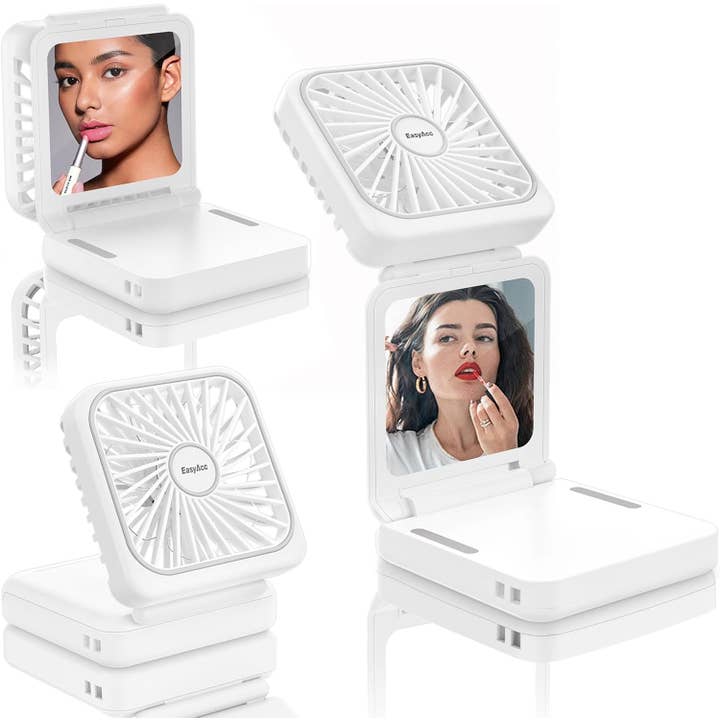Tech Trendz - Wholesale Handheld electric fan - 3-in-1 Portable Fan, Mirror & Phone Stand1