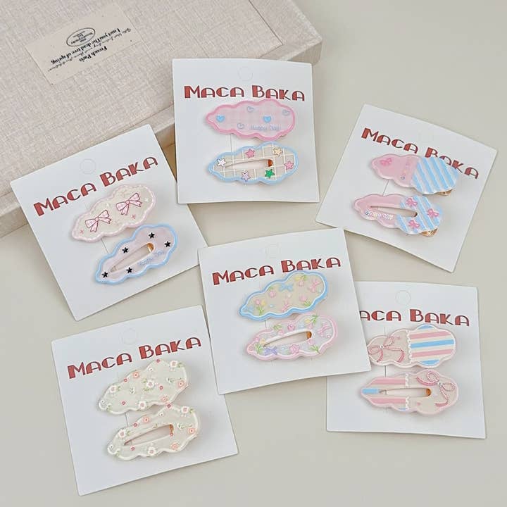 SWEET GIRL FLORAL BOW 2-PACK CLOUD HAIR CLIPS_CWAHA2267 for wholesale by ACCITY