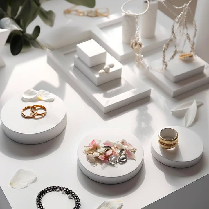 Block Set Project – wholesale Jewellery stand & display – White Concrete Prop Block Shapes