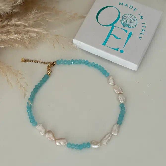 OE! - Wholesale Beaded/Pearl Necklace - INCASTRI CELESTI - Collare di perle Keshi con perline di cristallo0