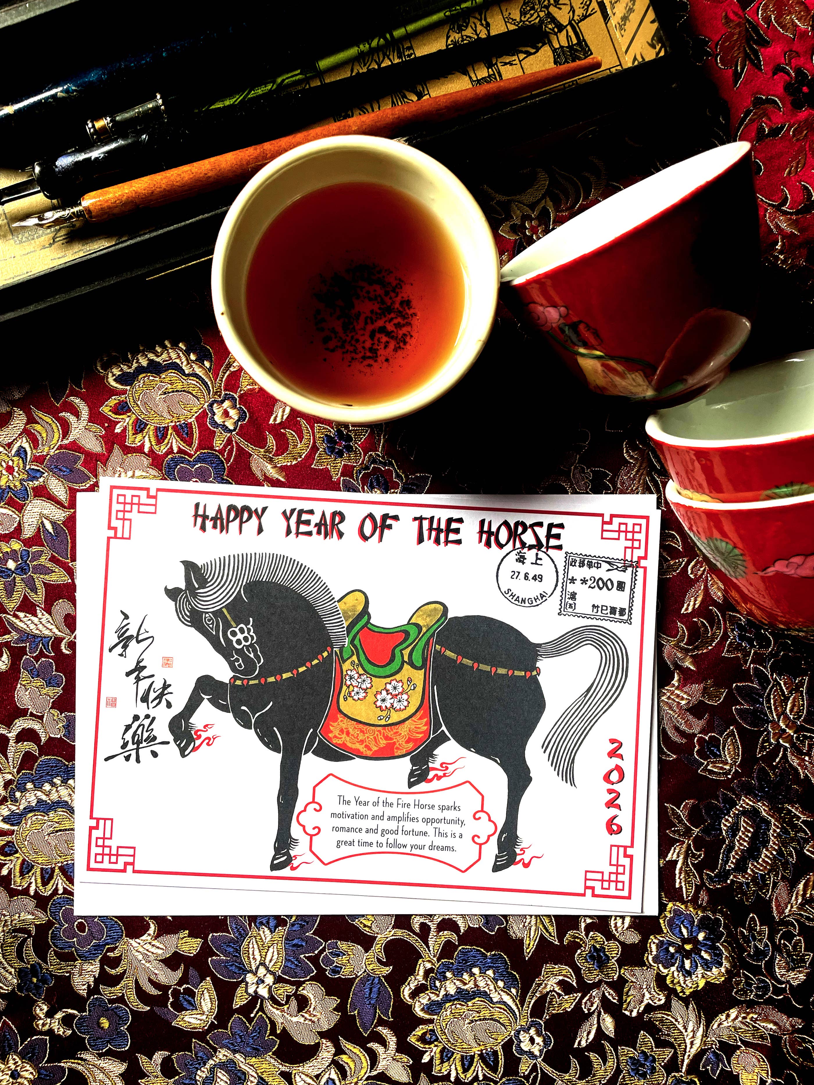 Ivory Tower Studios - Wholesale New Year's Card - Year of the Fire Horse 2026 Chinese Lunar New Year Card1