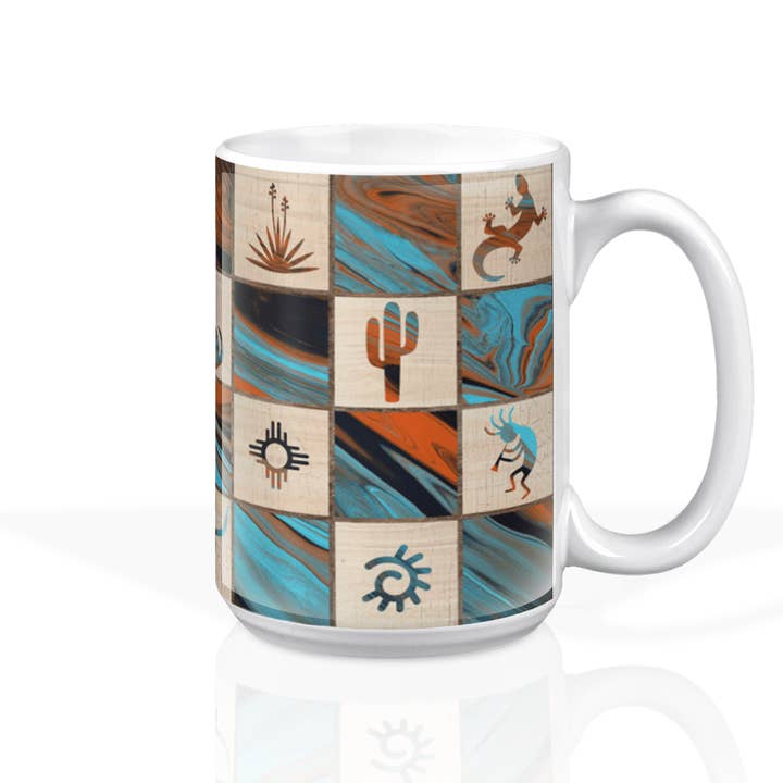 Caneca Cerâmica Fluidity Southwest 15oz por atacado de Fluidity Drinkware