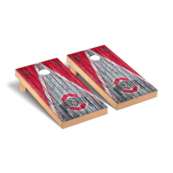 Ohio State Buckeyes OSU Triangle Weathered Cornhole Set for wholesale by Skip's Garage