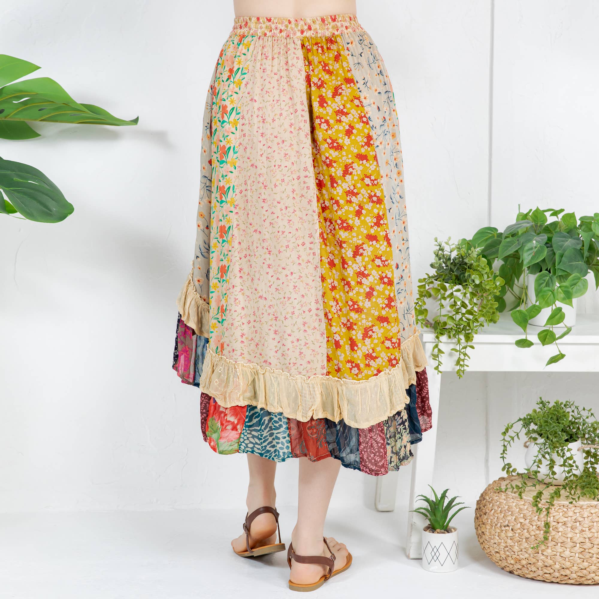 Young Threads - Wholesale Skirt - Women's - Bohoemia Mid-Length Skirt with Rayon Print (New Color)2