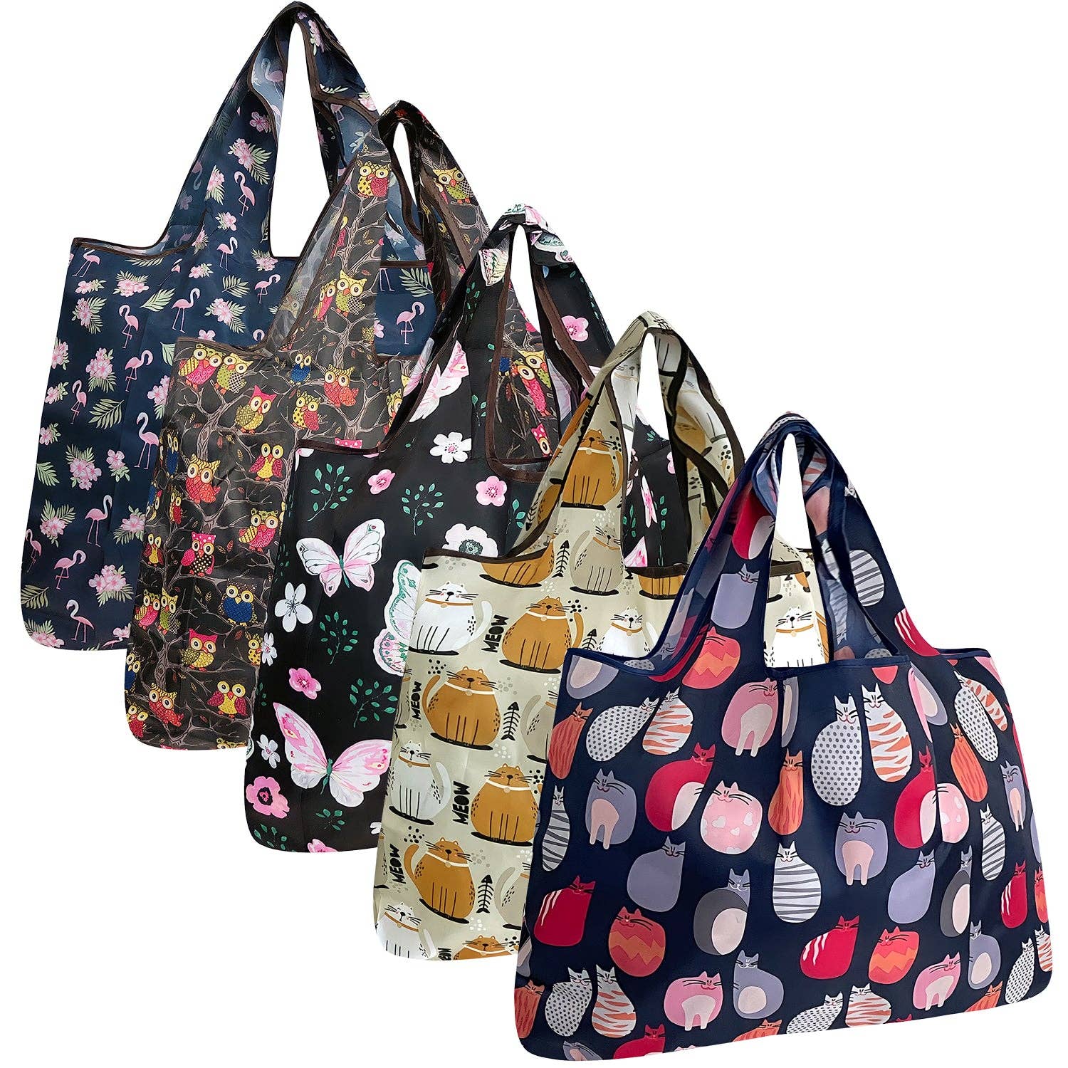 Wrapables.com - Vente Sacs de course/à provisions - Wrapables Lot de 5 grands sacs d'épicerie pliables en nylon25