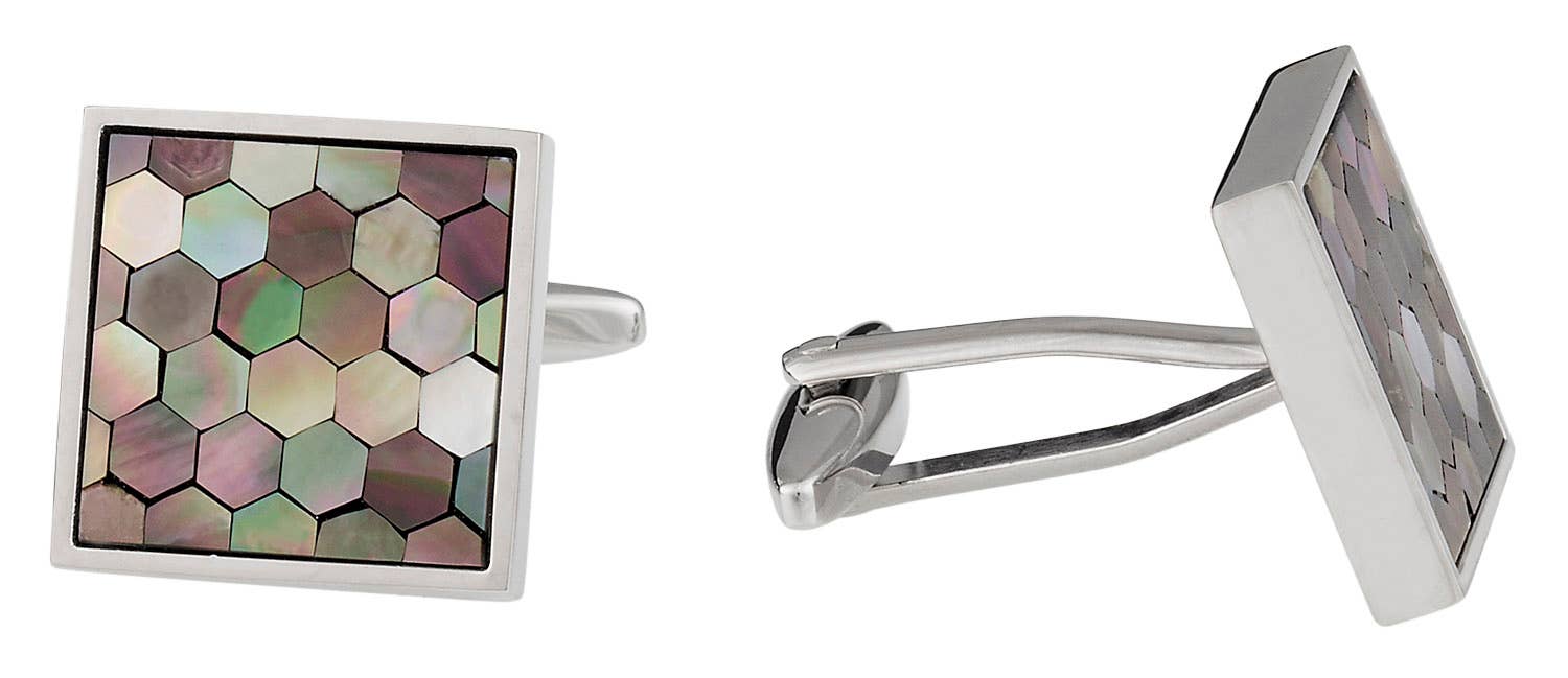Cuff-Daddy - Wholesale Cufflinks - Smokey Mother of Pearl Honeycomb Cufflinks1