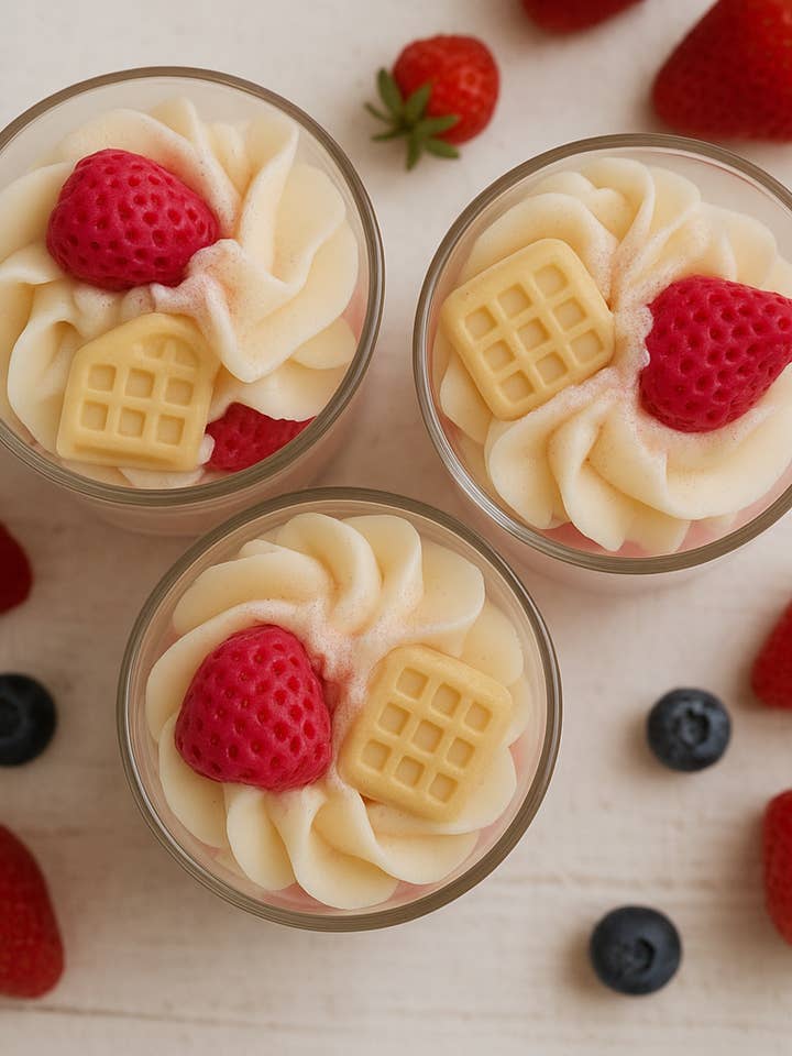 Strawberry Shortcake for wholesale by Threekind Candle Company