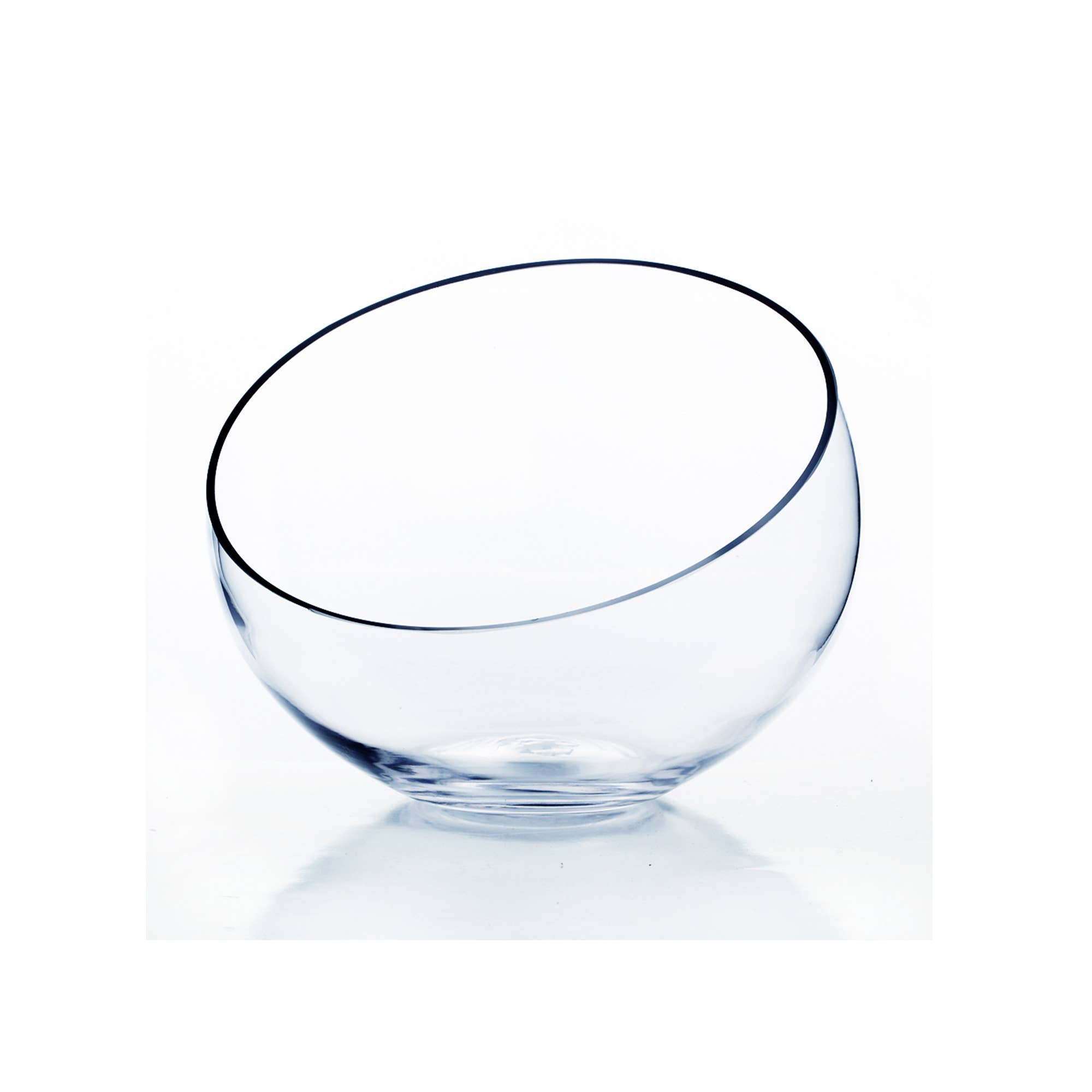WGV International - Wholesale Vase - WGV Clear Slant Cut Unique Bowl Glass Vase - 9" x 8.25"H0