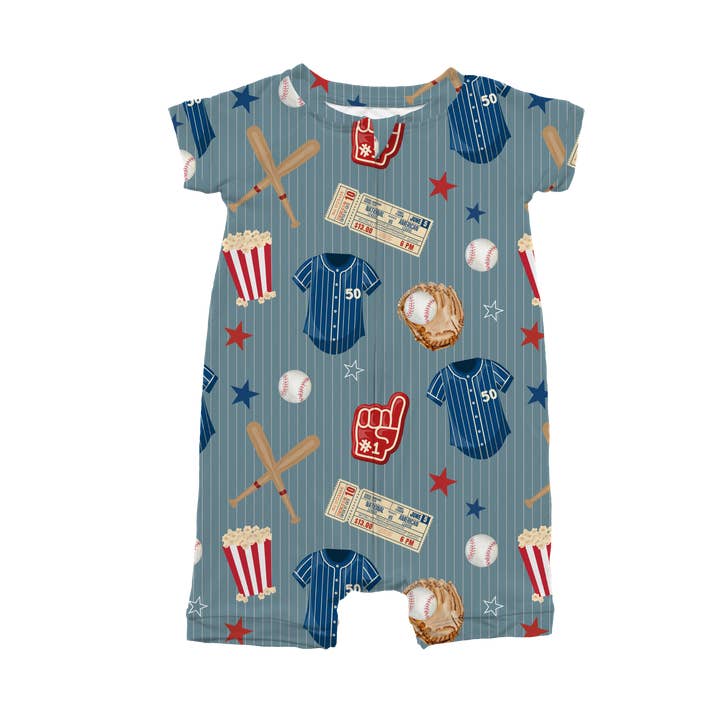 Home Run Hero Baseball Zippy Shorts Bambuspyjamas for engroshandel hos Wyldhood