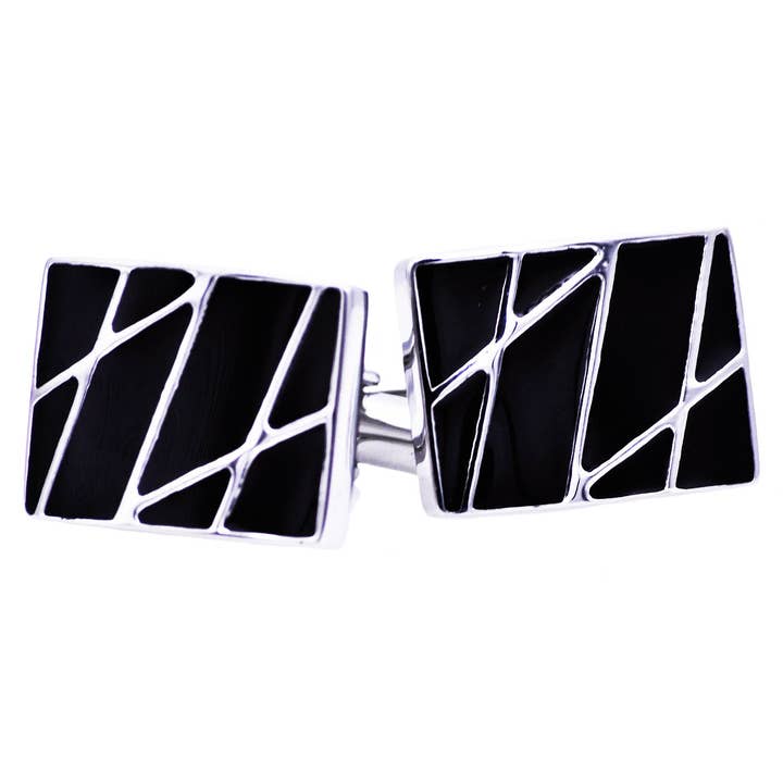 Boutons de manchette en acier inoxydable plaqué noir pour homme pour la vente par Blackjack Mens Jewelry