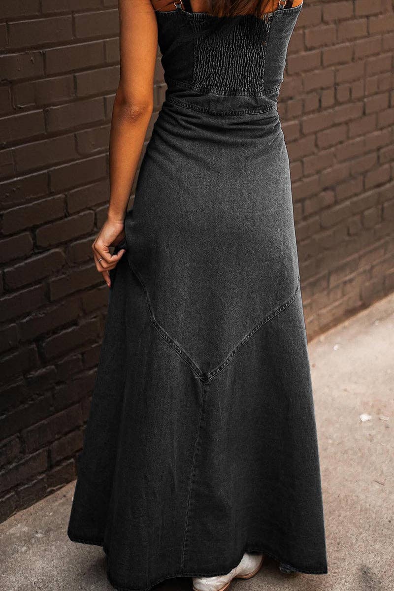 Mccolin - Wholesale Dress - Women's - Button-Front Denim A-Line Dress1