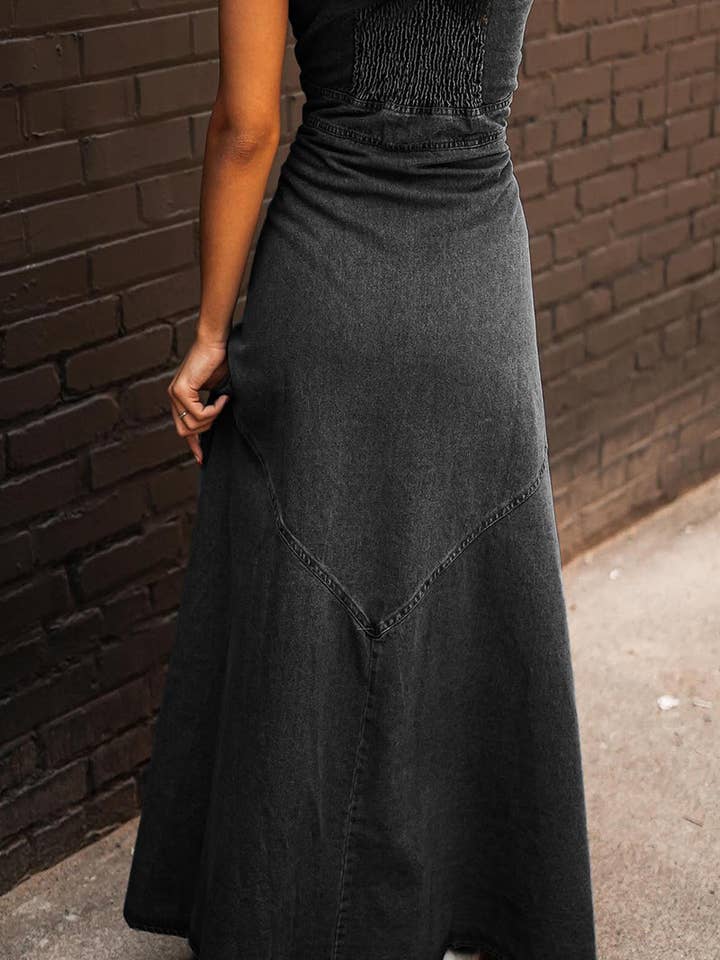 Mccolin - Wholesale Dress - Women's - Button-Front Denim A-Line Dress1