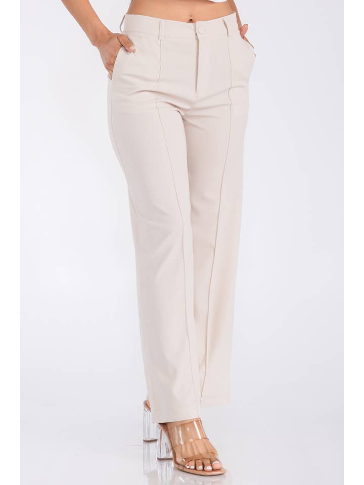 Fashion Space - Wholesale Pants - Women's - Women's Solid High Waist Formal Pants2