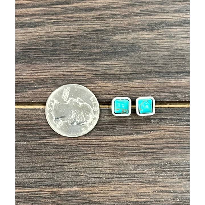 ISAC Trading Inc - Wholesale Stud/Post Earrings - 723047, 6mm Square Turquoise Stud Earrings 1