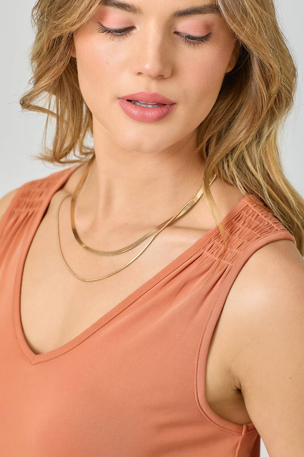 Mystree - Venta al por mayor Camiseta sin mangas - Mujer - 61036 Camiseta de Tirantes con Hombros Fruncidos de Cupro Modal20