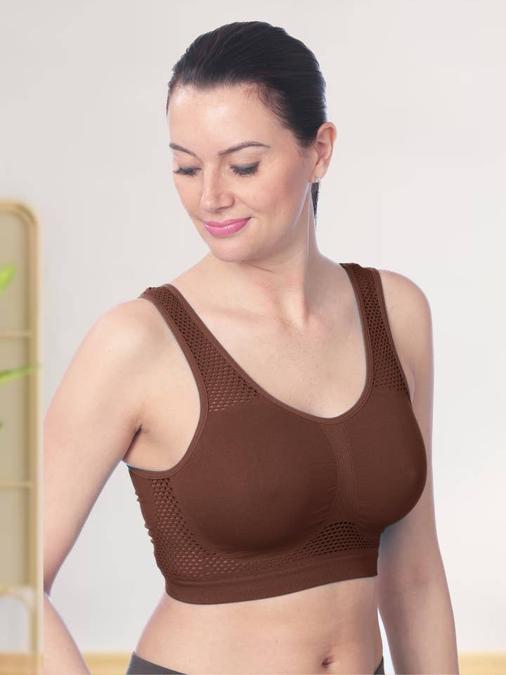 Isadora, Tipi toe, & James Fiallo – wholesale Sports bra – Women's – Isadora Women's Cotton Stretch Mesh Workout Sports Bra4