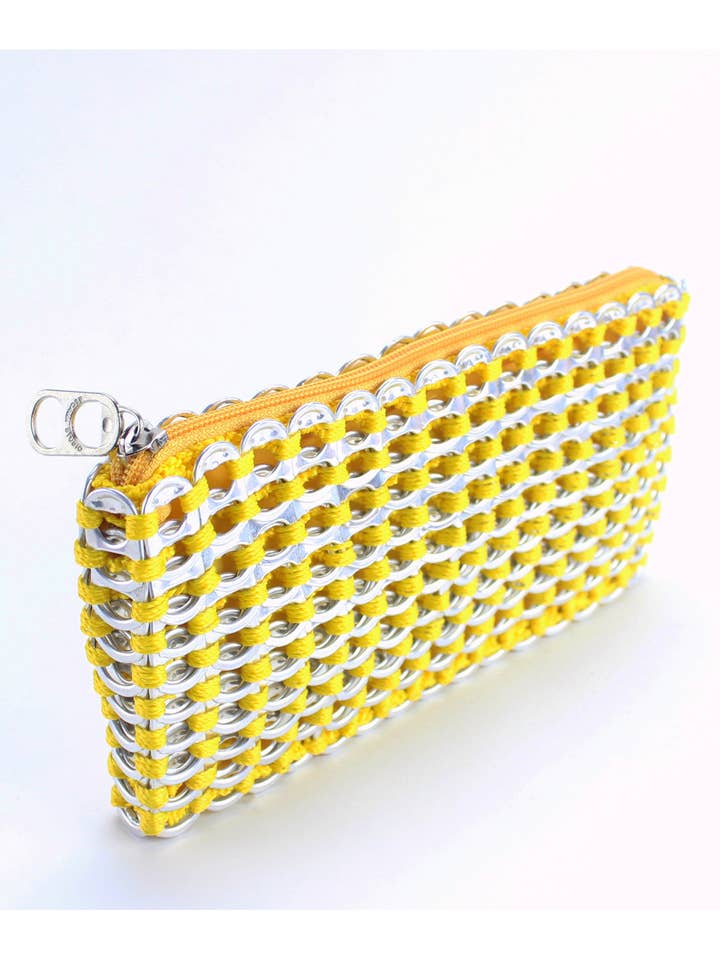 Soda Tab Purse, 'CHICA ROSA' Zip Top Clutch YELLOW for wholesale by Escama Studio