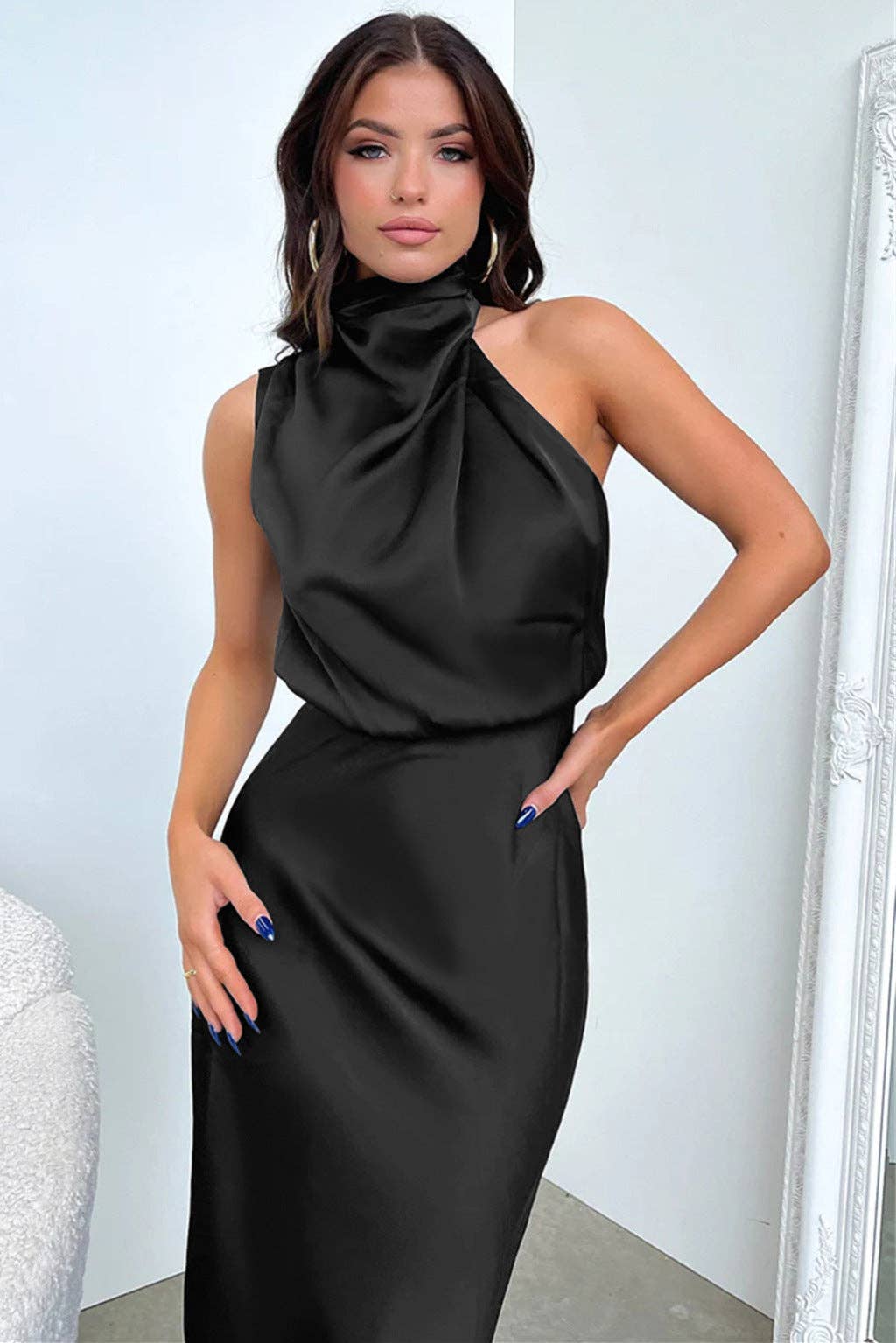 Sweetkama - Wholesale Dress - Women's - Ladies Eleganr Sleeveless Satin Midi Dress GQQT26