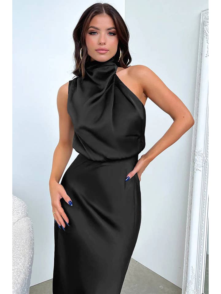 Sweetkama - Wholesale Dress - Women's - Ladies Eleganr Sleeveless Satin Midi Dress GQQT26