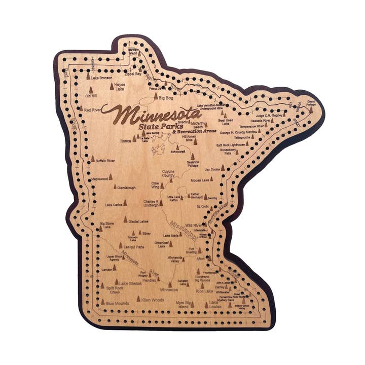 Minnesota State Parks 2 Track Cribbage Board for wholesale by D&D Custom Laser Designs