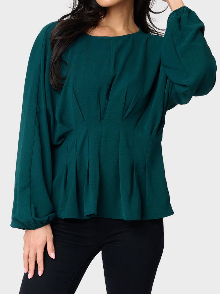 Blouse à col en bijou à manches longues et coutures pour la vente par Gibsonlook