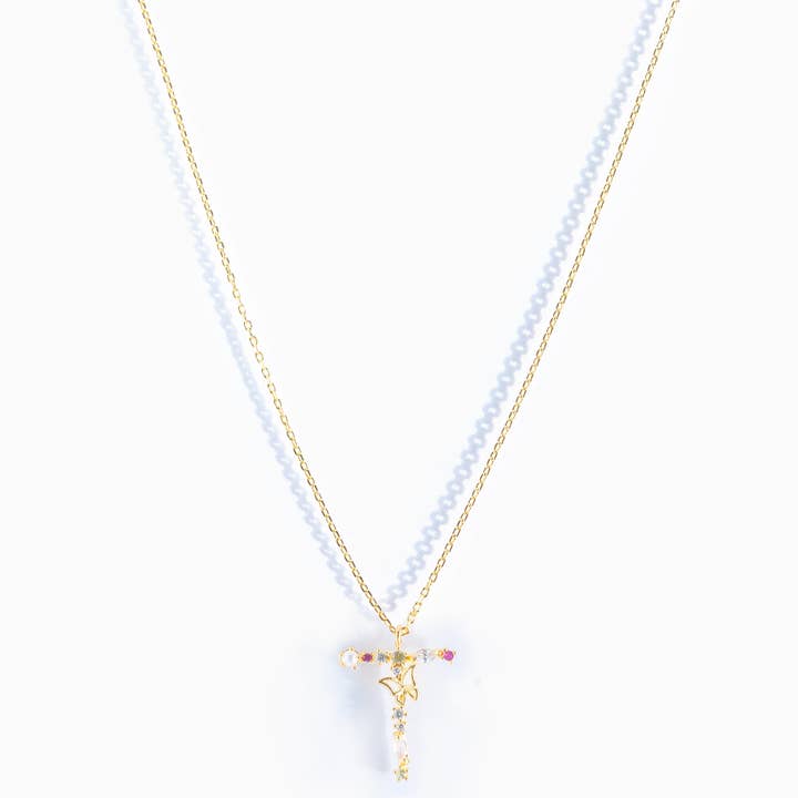 Girls Crew – wholesale Pendant/charm necklace – Flutterfly Stone Initial Necklace45