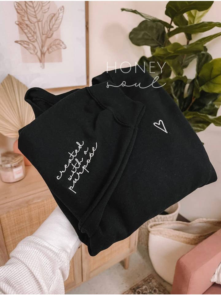 Honey Soul LLC - Wholesale Sweatshirt - Women's - Created With A Purpose Embroidered Sweatshirt