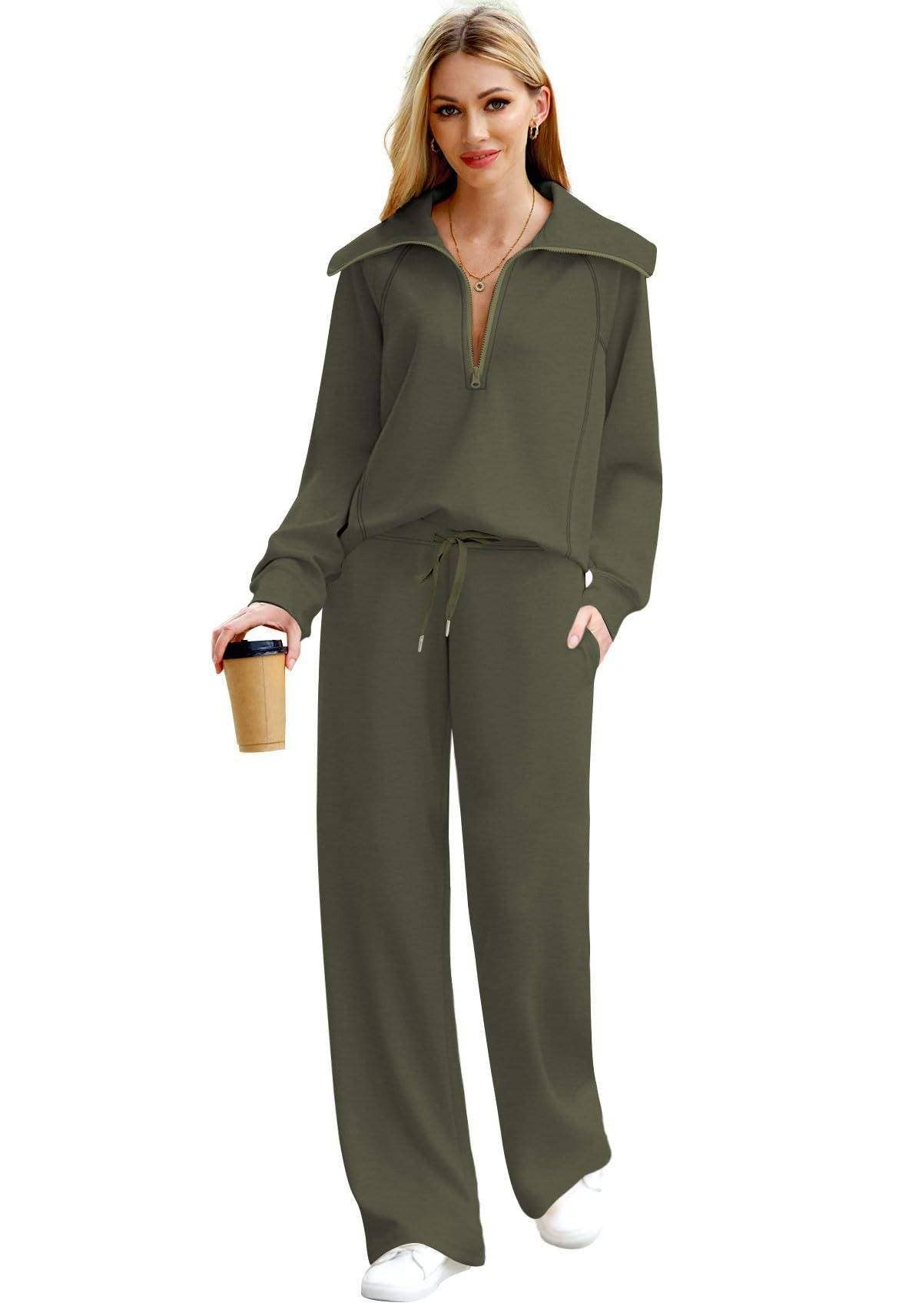 Queen Fashion - Wholesale Top & Skirt Set - Women's - long sleeved sweater wide leg pants two piece set95