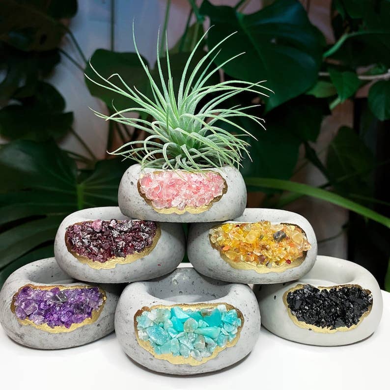 Planters Made in the USA - Wholesale Plant Pot - Crystal Air Plant Holder - Geode Planter Pot - Raw Amethyst3