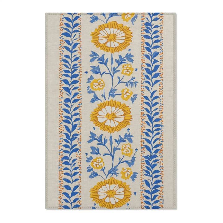 Maia Homes - Wholesale Area Rug - Marigold Stripes – Folk Floral Accent Rug2